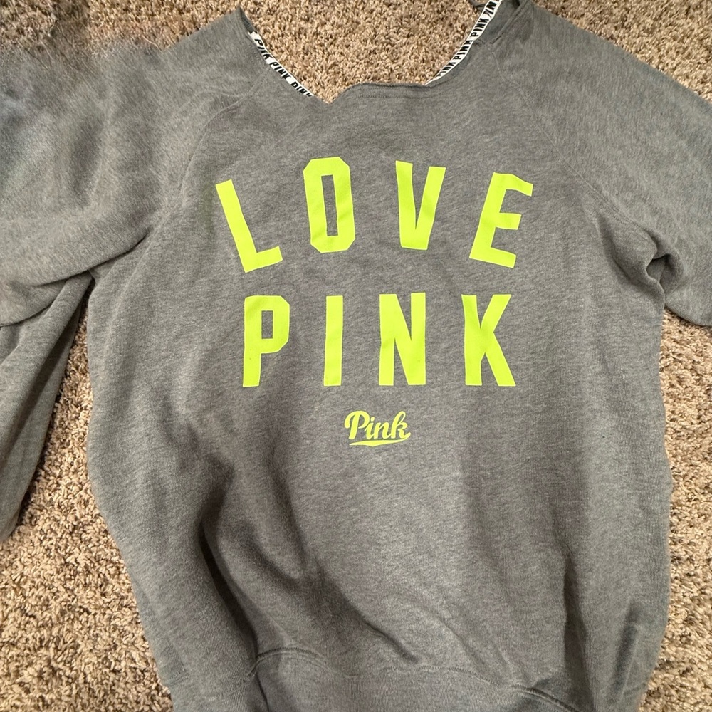 Victoria's Secret Gray Sweatshirt with Bright Yellow Accents